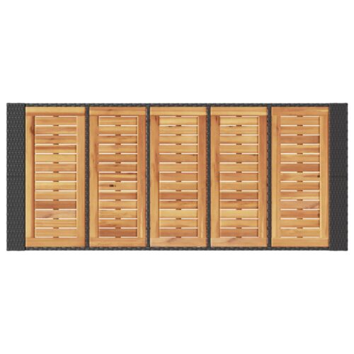 Garden Bar Table Acacia Wood Wicker Rattan Outdoor Patio Lounge Pub Dining Stand Black 185x80x110cm - Image 8