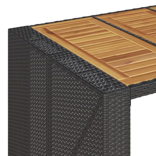 Garden Bar Table Acacia Wood Wicker Rattan Outdoor Patio Lounge Pub Dining Stand Black 185x80x110cm - Image 9