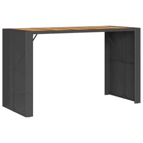 Garden Bar Table Acacia Wood Wicker Rattan Outdoor Patio Lounge Pub Dining Stand Black 185x80x110cm - Image 12
