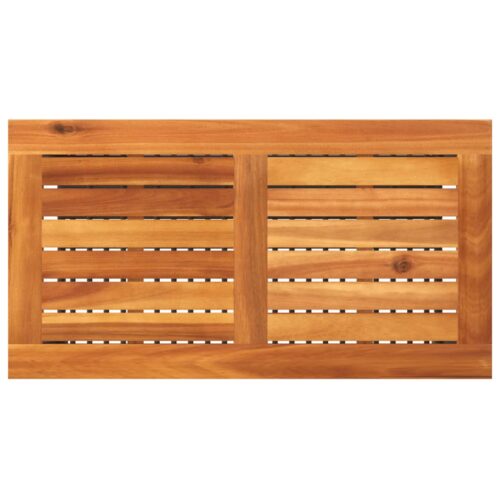 Garden Table Black 70x38x42cm Poly Rattan Acacia Wood - Image 6
