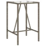 Outdoor Bar Table Grey 70x70x110cm Poly Rattan