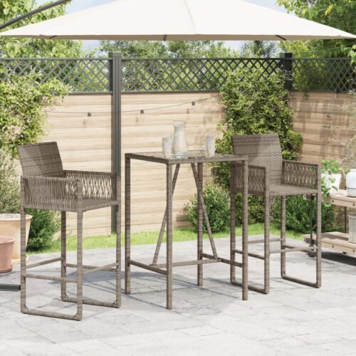 Outdoor Bar Table Grey 70x70x110cm Poly Rattan - Image 3