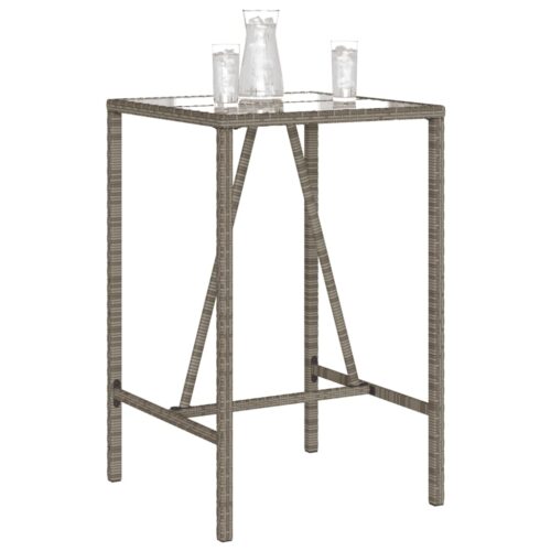 Outdoor Bar Table Grey 70x70x110cm Poly Rattan - Image 4