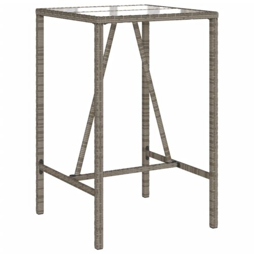 Outdoor Bar Table Grey 70x70x110cm Poly Rattan - Image 7