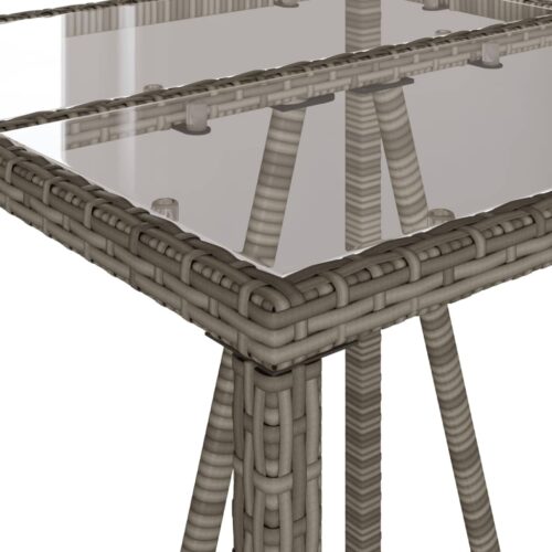 Outdoor Bar Table Grey 70x70x110cm Poly Rattan - Image 9