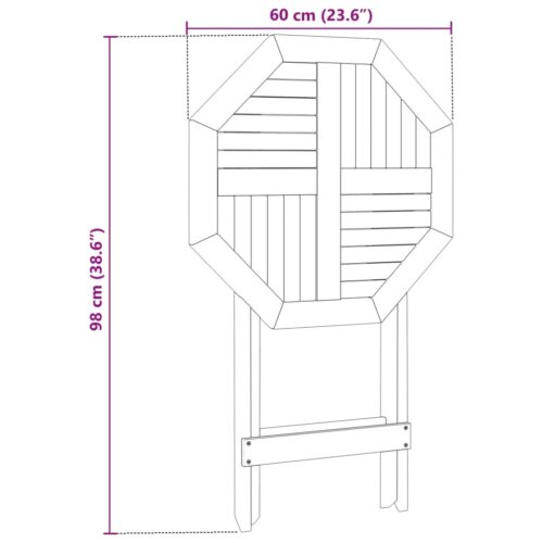 Folding Garden Table 60x75cm Solid Wood Acacia - Image 12