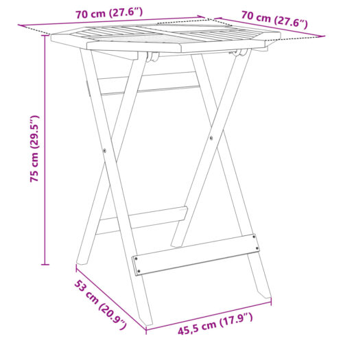 Folding Garden Table 70x75cm Solid Wood Acacia - Image 11