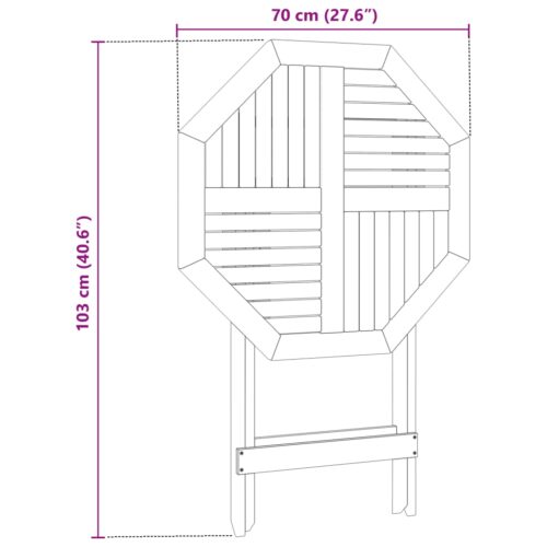 Folding Garden Table 70x75cm Solid Wood Acacia - Image 12