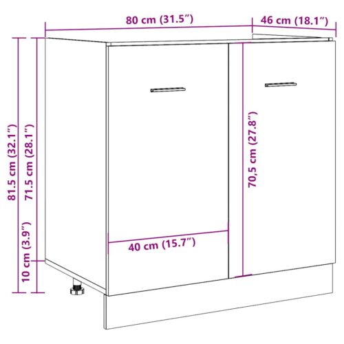 Wooden Sink Bottom Cabinet Concrete Grey 80x46x81.5cm - Image 12