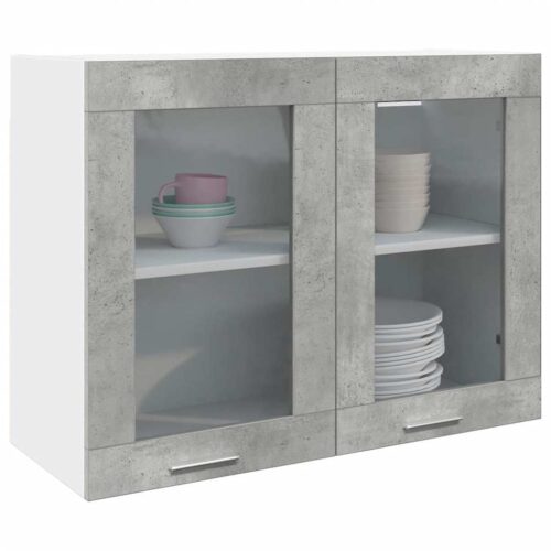 Hanging Glass Cabinet Concrete Grey 80x31x60cmcm - Image 2