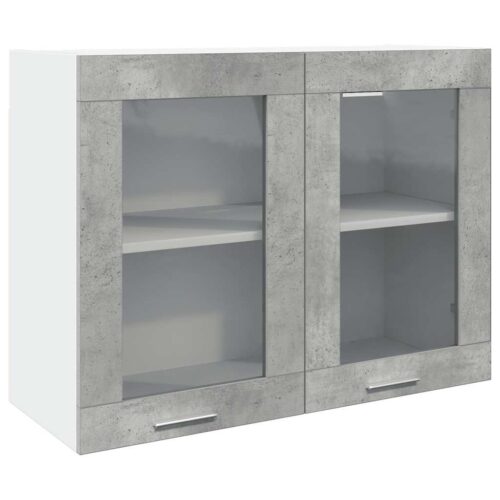 Hanging Glass Cabinet Concrete Grey 80x31x60cmcm - Image 11