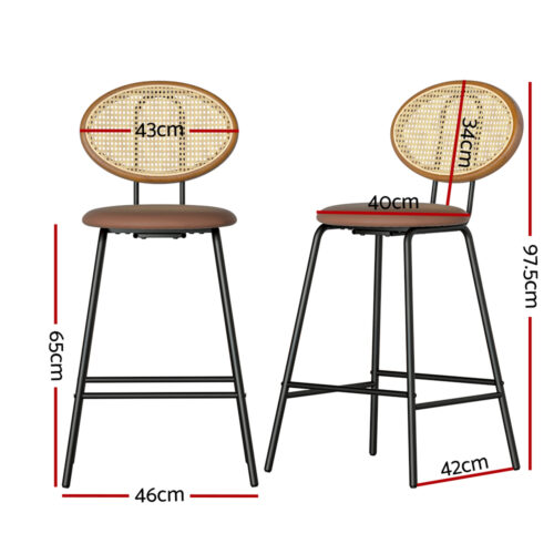 Artiss 4x Bar Stools PU Leather Stools Brown - Image 2