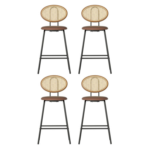 Artiss 4x Bar Stools PU Leather Stools Brown - Image 3