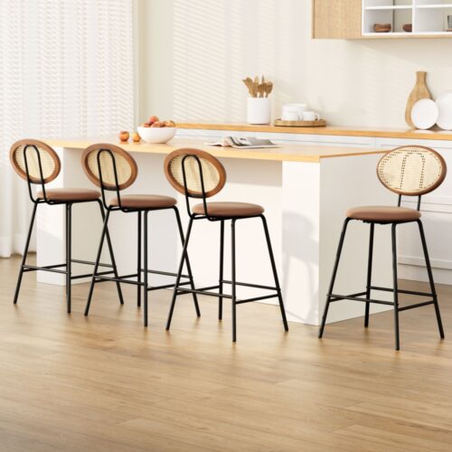 Artiss 4x Bar Stools PU Leather Stools Brown - Image 7