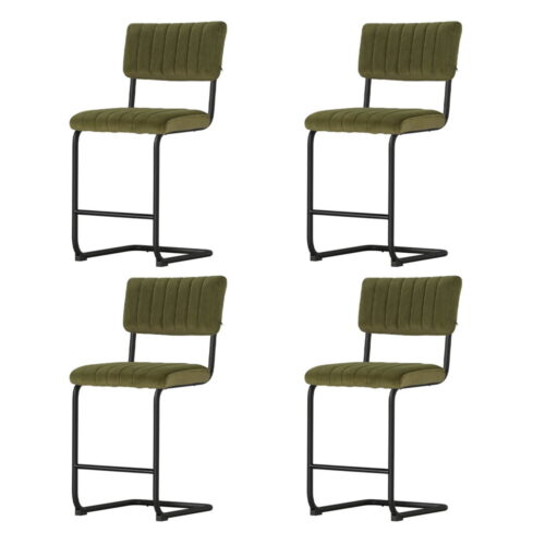Artiss 4x Bar Stools Velvet Chairs Green - Image 3