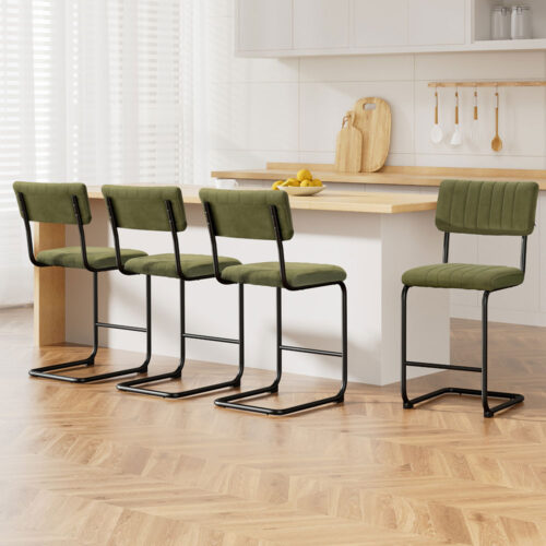 Artiss 4x Bar Stools Velvet Chairs Green - Image 7
