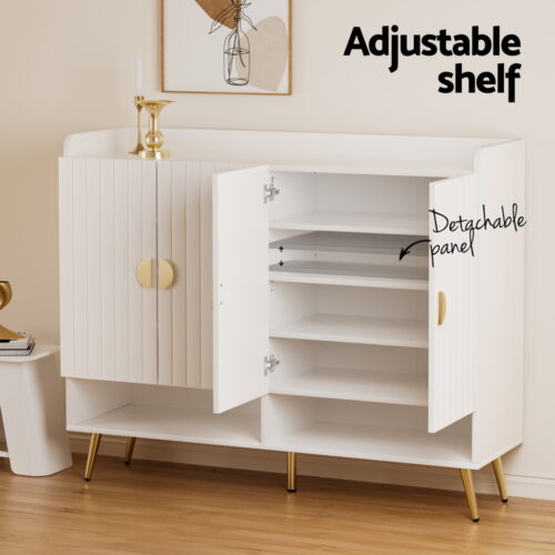 Artiss Shoe Rack Cabinet 5 Tiers 30 Pairs White - Image 6