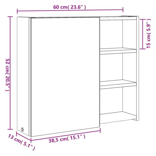 Bathroom Mirror Cabinet with LED Light White 60x13x52 cm - Image 12