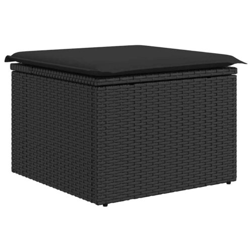7-Piece Outdoor Sofa Set Garden Patio Lounge Cushions Chairs Black Poly Rattan Acacia - Image 5