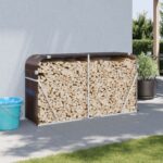 Log Holder Brown 180x45x100cm Galvanised Steel