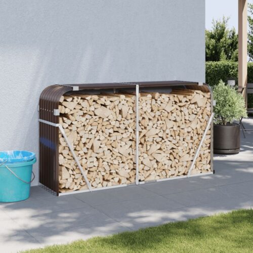 Log Holder Brown 180x45x100cm Galvanised Steel