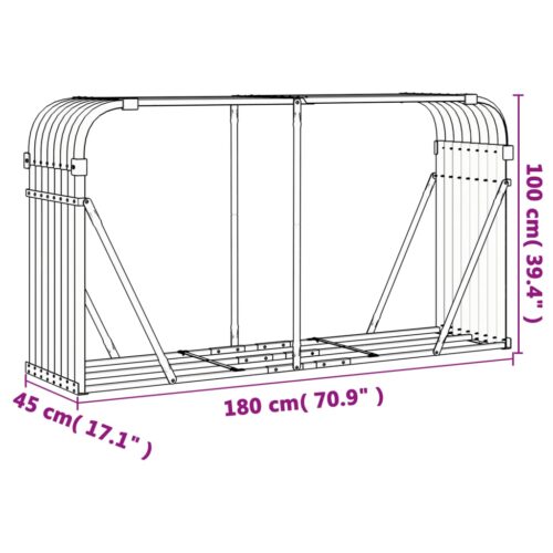 Log Holder Brown 180x45x100cm Galvanised Steel - Image 9