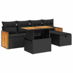 6-Piece Outdoor Sofa Set Garden Patio Lounge Cushions Chairs Black Poly Rattan
