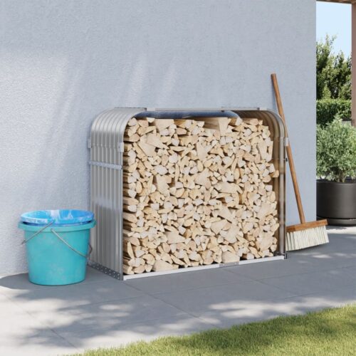 Log Holder Light Grey 120x45x100cm Galvanised Steel