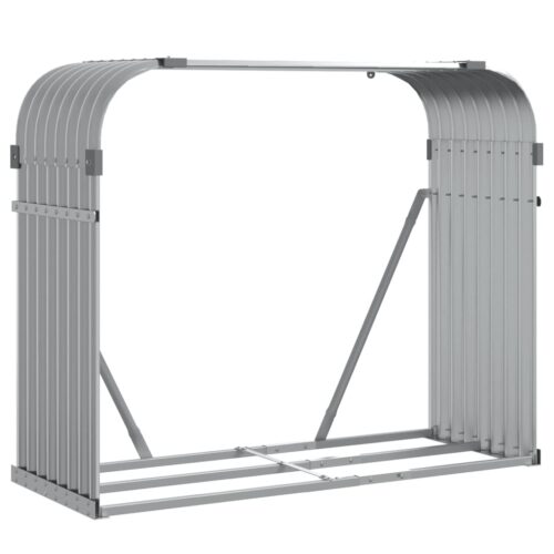 Log Holder Light Grey 120x45x100cm Galvanised Steel - Image 2