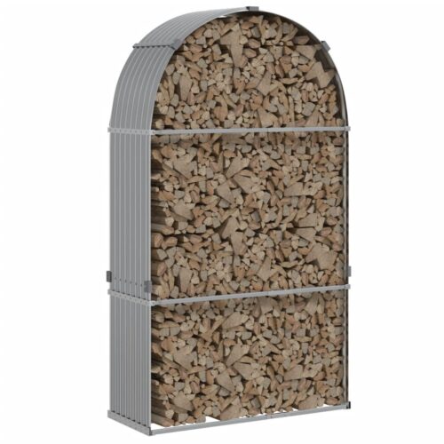 Log Holder Light Grey 120x45x210cm Galvanised Steel - Image 3