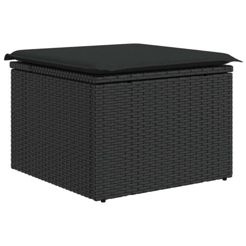 8-Piece Outdoor Sofa Set Garden Patio Lounge Cushions Chairs Black Poly Rattan Acacia - Image 6