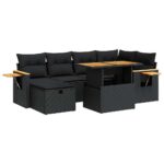 8-Piece Outdoor Sofa Set Garden Patio Lounge Cushions Chairs Black Poly Rattan