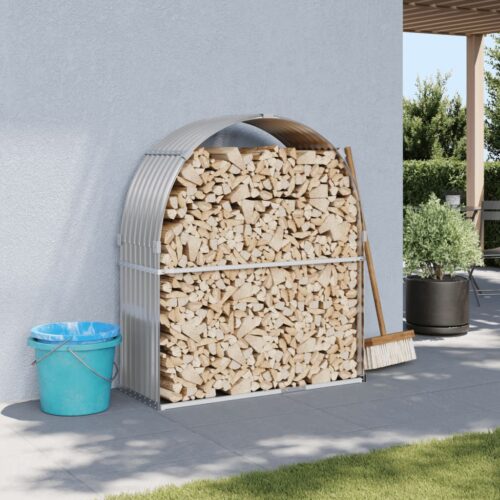 Log Holder Light Grey 120x45x140cm Galvanised Steel - Image 11
