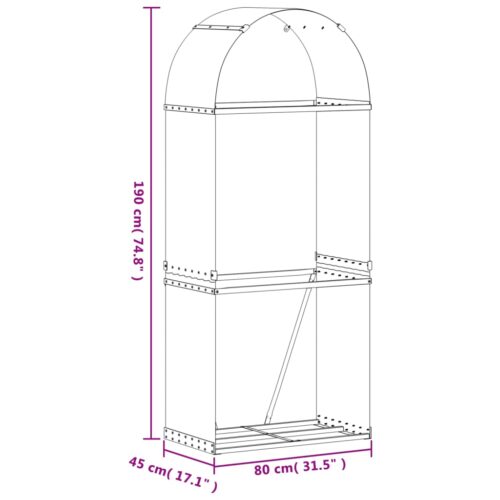 Log Holder Anthracite 80x45x190cm Galvanised Steel - Image 9