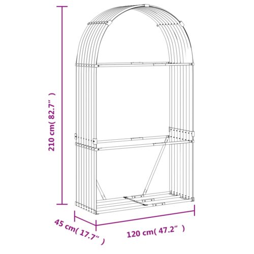 Log Holder Anthracite 120x45x210cm Galvanised Steel - Image 9