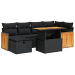 8-Piece Outdoor Sofa Set Garden Patio Lounge Cushions Chairs Black Poly Rattan
