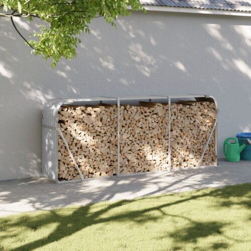 Log Holder Light Grey 234x45x100cm Galvanised Steel