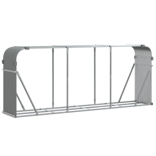 Log Holder Light Grey 234x45x100cm Galvanised Steel - Image 2