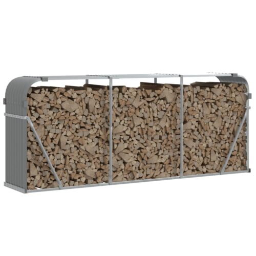 Log Holder Light Grey 234x45x100cm Galvanised Steel - Image 3