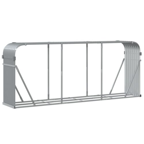 Log Holder Light Grey 234x45x100cm Galvanised Steel - Image 6