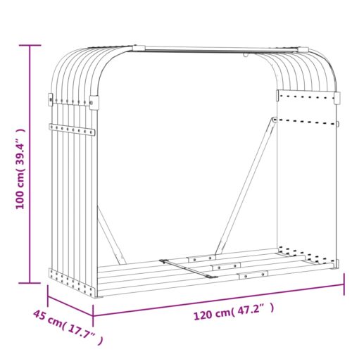 Log Holder Anthracite 120x45x100cm Galvanised Steel - Image 9