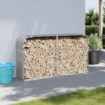 Log Holder Light Grey 180x45x100cm Galvanised Steel