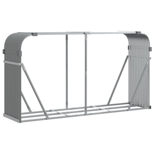 Log Holder Light Grey 180x45x100cm Galvanised Steel - Image 2