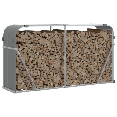 Log Holder Light Grey 180x45x100cm Galvanised Steel - Image 3