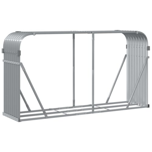 Log Holder Light Grey 180x45x100cm Galvanised Steel - Image 6