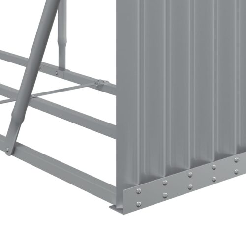 Log Holder Light Grey 180x45x100cm Galvanised Steel - Image 7