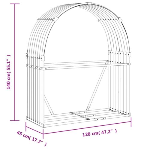 Log Holder Anthracite 120x45x140cm Galvanised Steel - Image 9