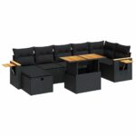 5-Piece Outdoor Sofa Set Garden Patio Lounge Cushions Chairs Black Poly Rattan