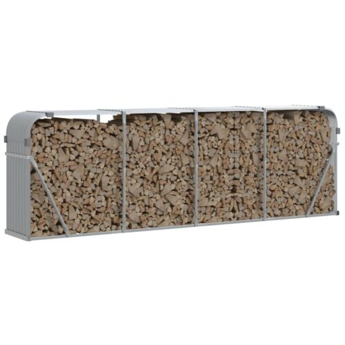 Log Holder Light Grey 300x45x100cm Galvanised Steel - Image 3