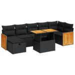 5-Piece Outdoor Sofa Set Garden Patio Lounge Cushions Chairs Black Poly Rattan